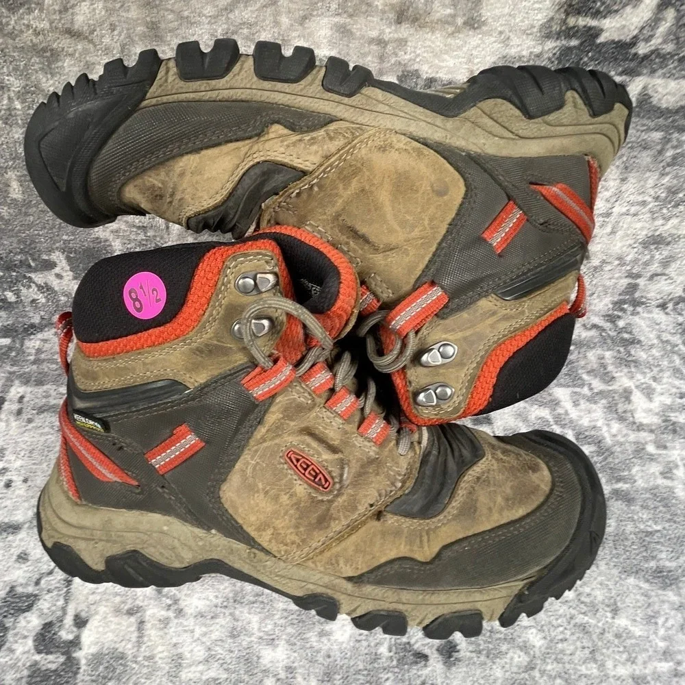 Keen Ridge Flex Mid Waterproof Hiking Boot Men's 8.5 Brown Orange Gorpcore